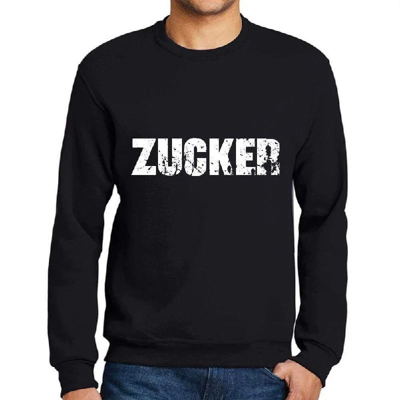 Casual Jackets Men's Printed Graphic Sweatshirt Popular Words ZUCKER Deep Black
