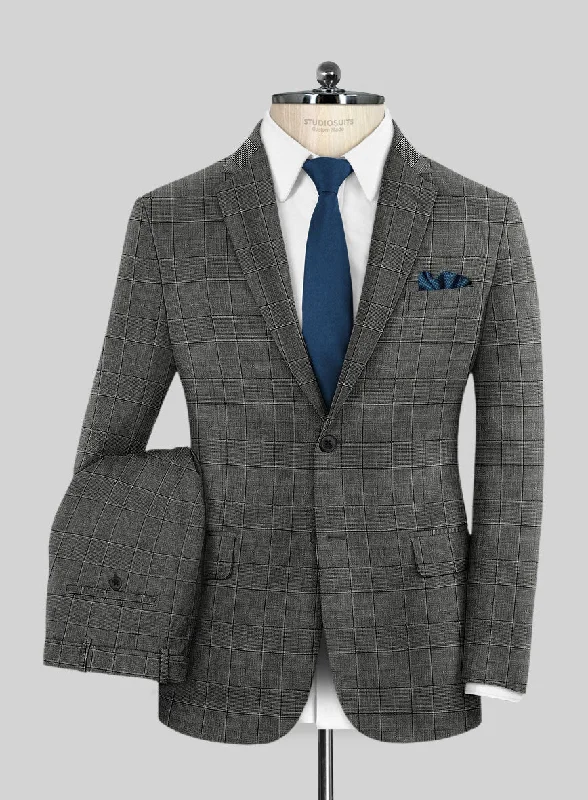 Smart Suits Italian Murano Riquel Gray Wool Linen Suit