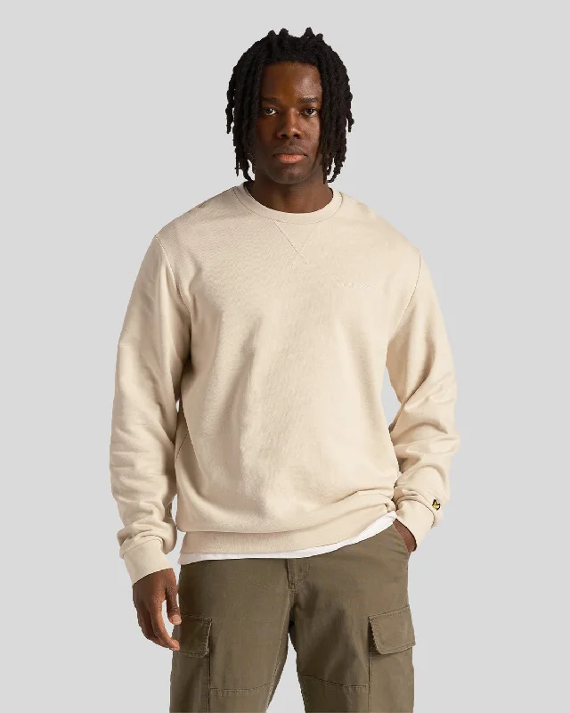 Fashion Jeans Loopback Embroidered Crew Neck Sweatshirt