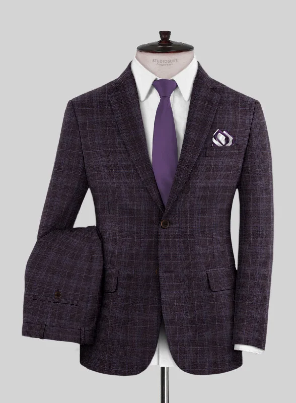 Urban Jackets Reda Delgue Purple Checks Wool Suit