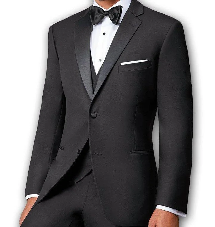 Formal Casuals Regular Fit Black 2 Piece Tuxedo With Satin Lapel