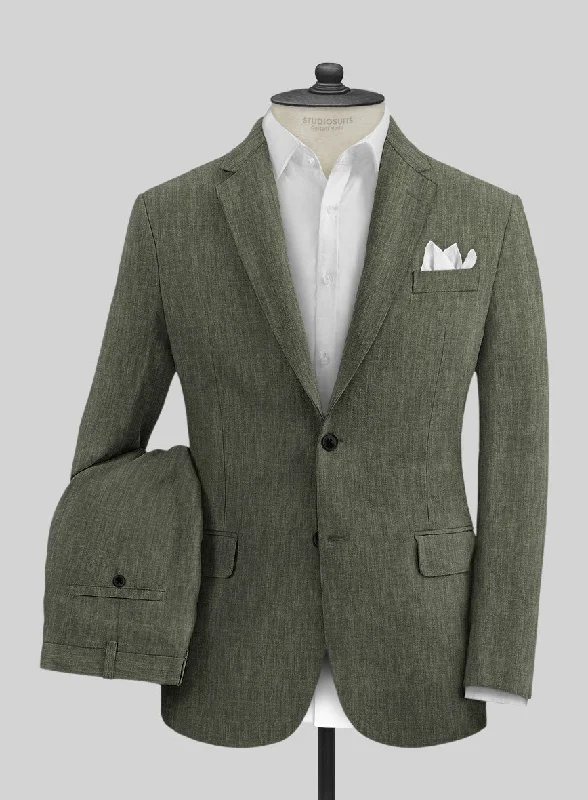 Business Casual Stylbiella Spring Dew Green Linen Suit