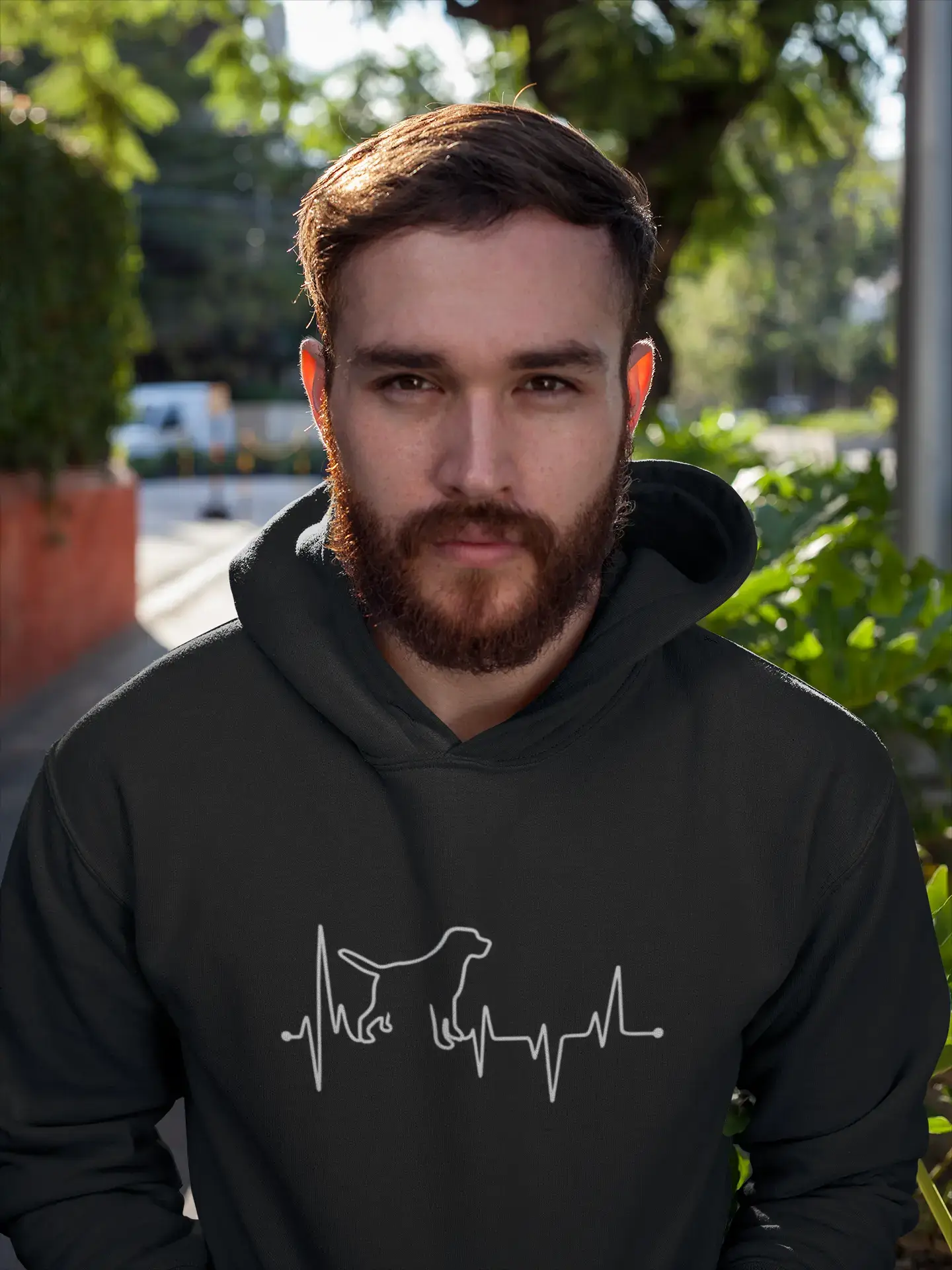 Classic Styles Printed Graphic Unisex Dog Lover Heartbeat Hoodie Casual Hooded Sweatshirt