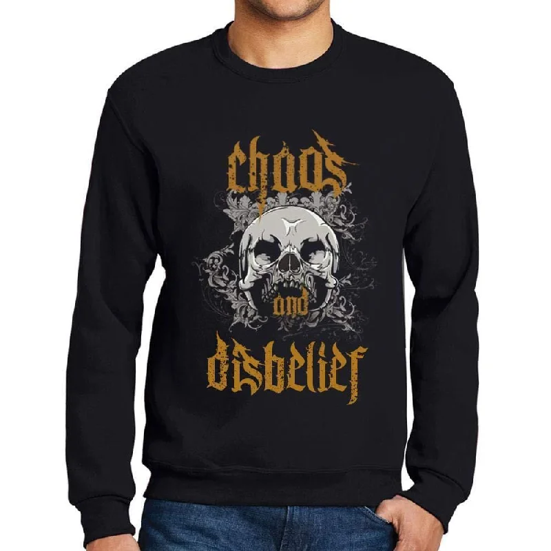 Office Outfits Ultrabasic - Homme Imprimé Graphique Sweat-Shirt Chaos and Disbelief Noir Profond Office Outfits Ultrabasic - Homme Imprimé Graphique Sweat-Shirt Chaos and Disbelief Noir Profond