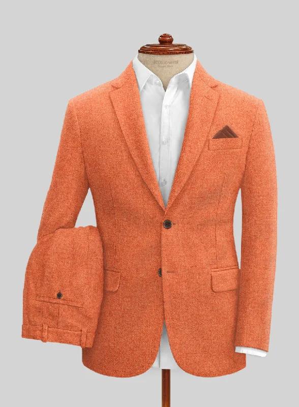 Summer Wear Naples Spring Orange Tweed Suit