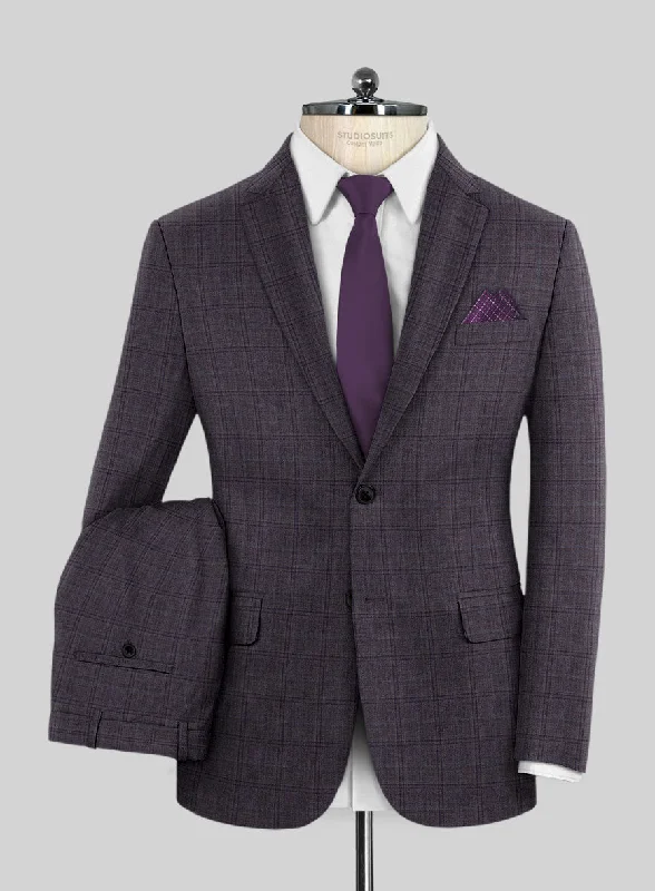 Everyday Jeans Reda Haze Purple Checks Wool Suit