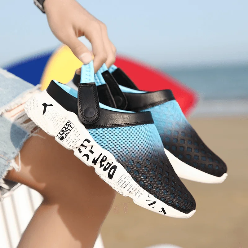 Smart Suits Men Mesh Non Slip Two Ways Soft Sole Colorful Casual Beach Slippers