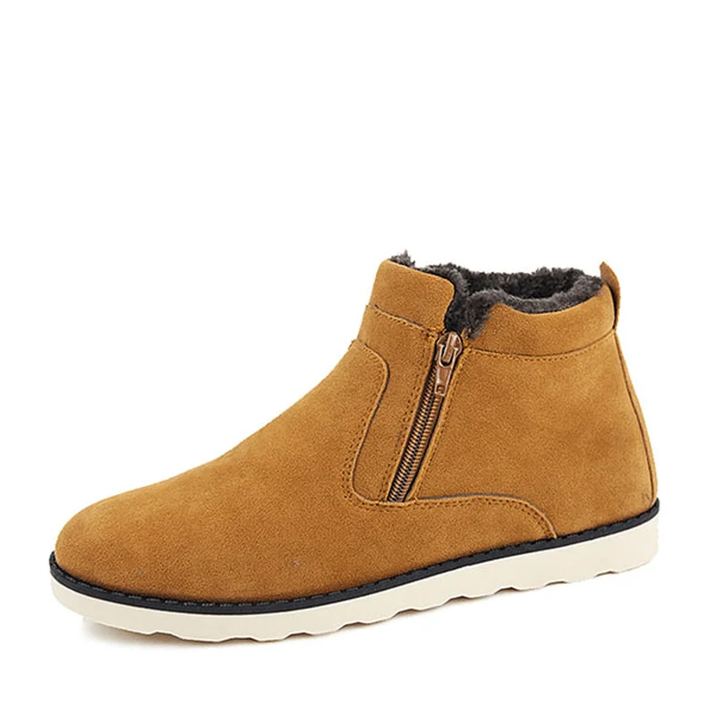 Stylish Jackets Men Comfortable Side Zipper Warm Fur Lining Suede Ankle Boots