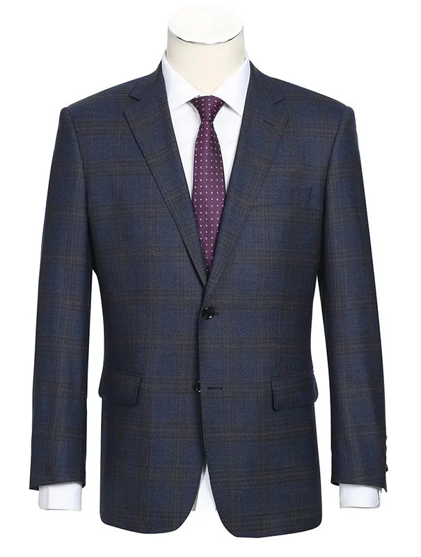 Formal Shirts Classic Regular Fit 3-Piece Wool Stretch Checked Suits in Chocolate