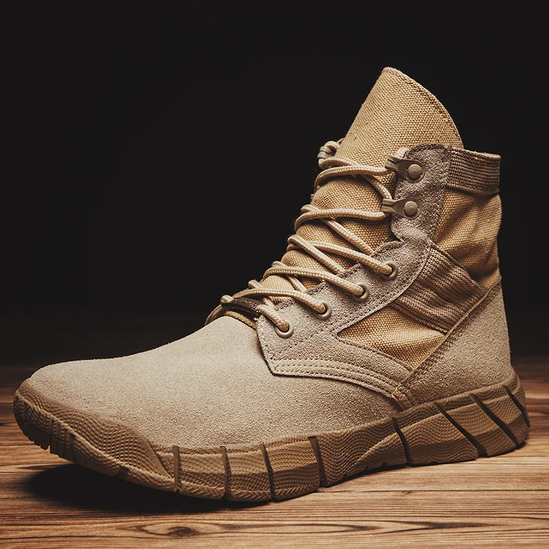 Outdoor Gear Men Breathable Soft Sole Leather Cloth Splicing Comfy Platform Solid Casual Sports Boots