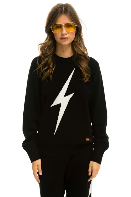 Comfy Pants UNISEX BOLT CASHMERE LIGHT SWEATER - BLACK // WHITE BOLT