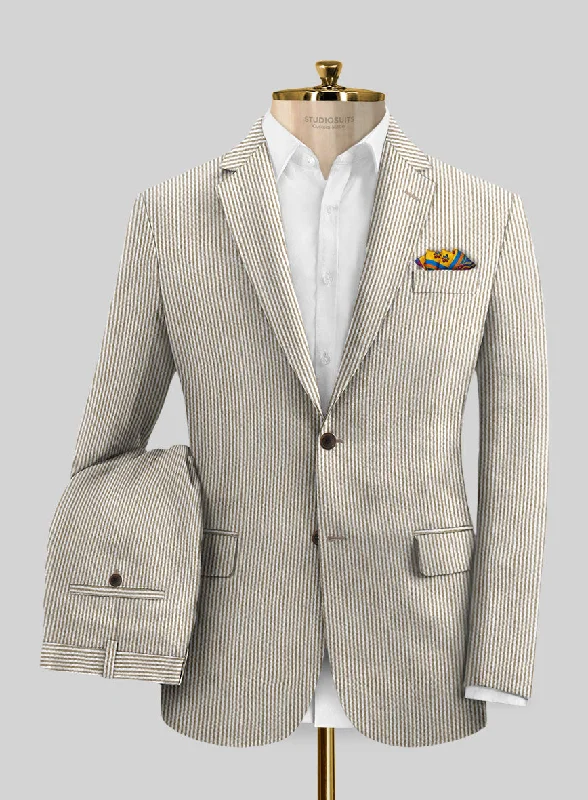 Casual Shoes Solbiati Light Brown Seersucker Suit