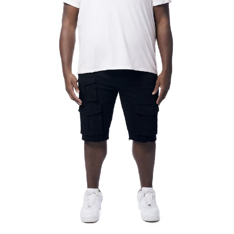 Soft Fabrics Big and Tall - Rip & Repair Cargo Jean Shorts - Jet Black