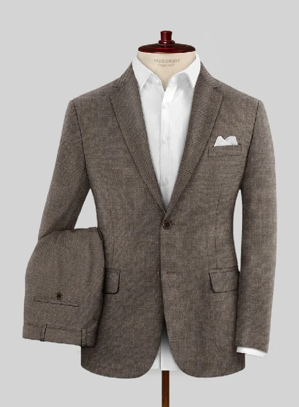 Summer Wear Hardy Minnis Brown Sharkskin Wool Suit
