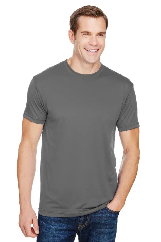 Relaxed Styles Bayside Mens USA Made Performance Short Sleeve Crewneck T-Shirt - Charcoal Grey