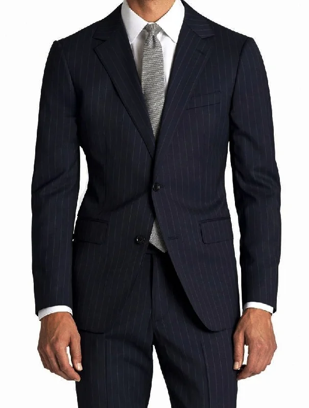 Layered Styles Men's Modern Fit Wool Suit Pinstripe Dark Navy