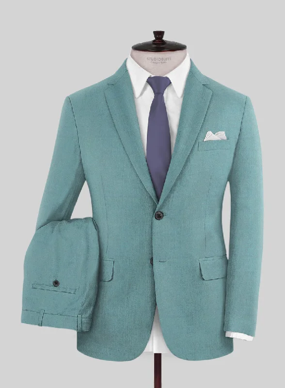 Trendy Apparel Caccioppoli Sun Dream Aqua Blue Wool Silk Suit