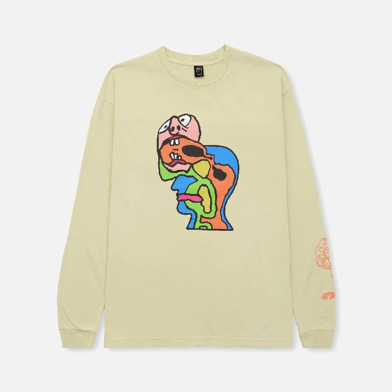 Layered Outfits Brain Eater Long Sleeve T-shirt - Natural