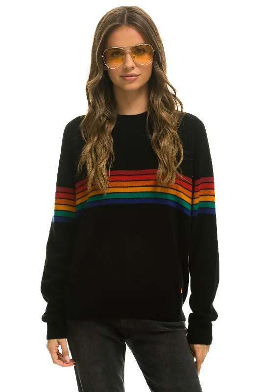 Relaxed T-shirts RAINBOW STRIPE 6 UNISEX LIGHT CASHMERE SWEATER - BLACK