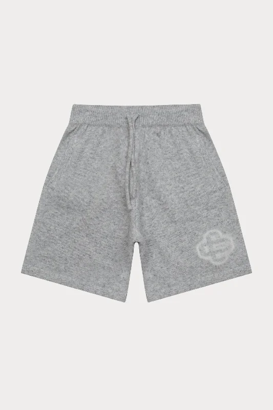 Smart Casual Wear FLUFFY EMBLEM KNITTED SHORTS - GREY MARL
