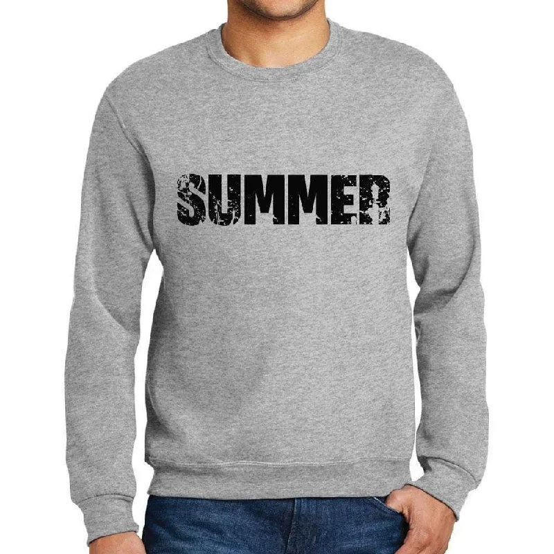 Trendy Pants Men's Printed Graphic Sweatshirt Popular Words SUMMER Grey Marl