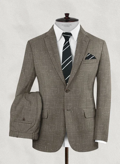 Trendy Apparel Italian Murano Brown Wool Linen Suit