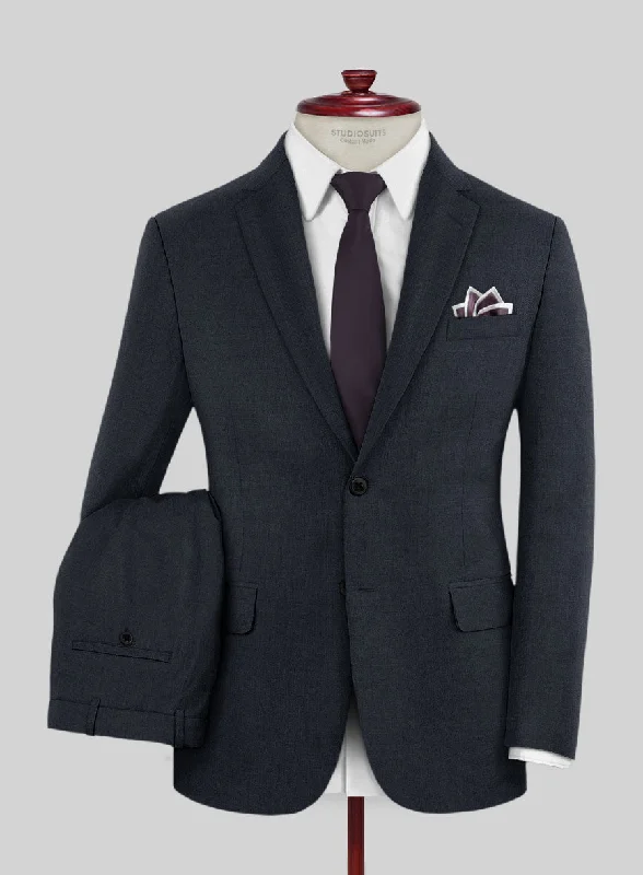 Casual Styles Lanificio Zegna Trofeo Sharkskin Navy Blue Wool Suit
