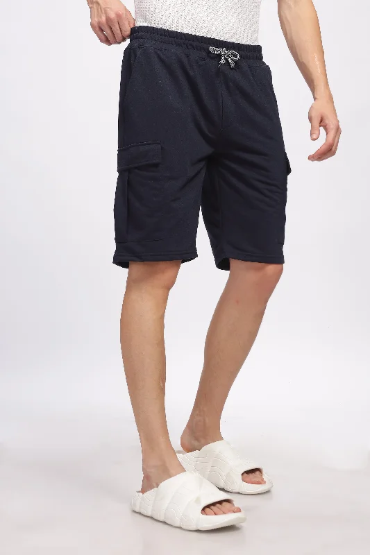 Weekend Styles Navy Blue Premium Loop Knit Cotton Shorts