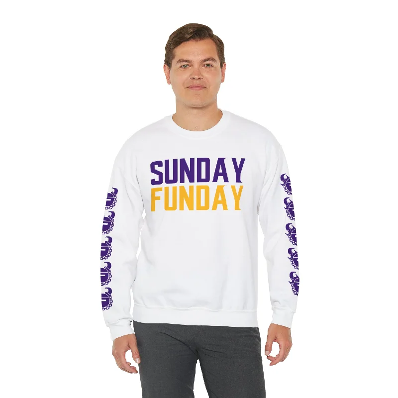 Comfort Jackets Unisex Heavy Blend™ Crewneck - SUNDAY FUNDAY + Game Day Helmet (Sleeves) Comfort Jackets Unisex Heavy Blend™ Crewneck - SUNDAY FUNDAY + Game Day Helmet (Sleeves)