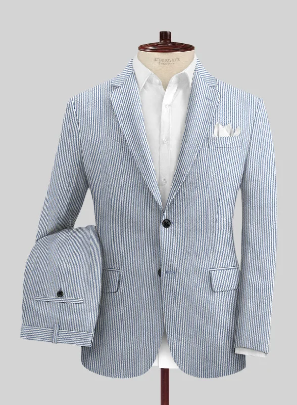 Summer Trends Solbiati Light Blue Seersucker Suit