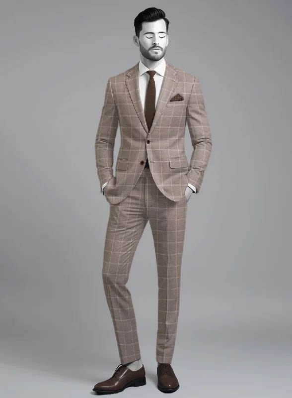 Modern Basics Napolean Noemi Windowpane Brown Wool Suit