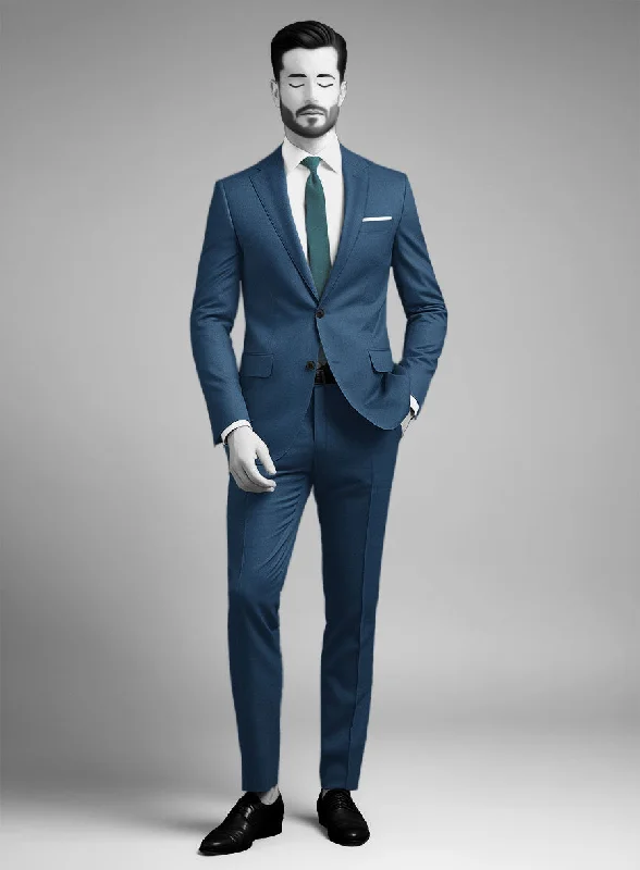 Sleek Tops Napolean Casa Blue Wool Suit