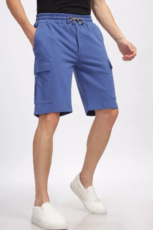 Casual Shirts Blue Premium Loop Knit Cotton Shorts
