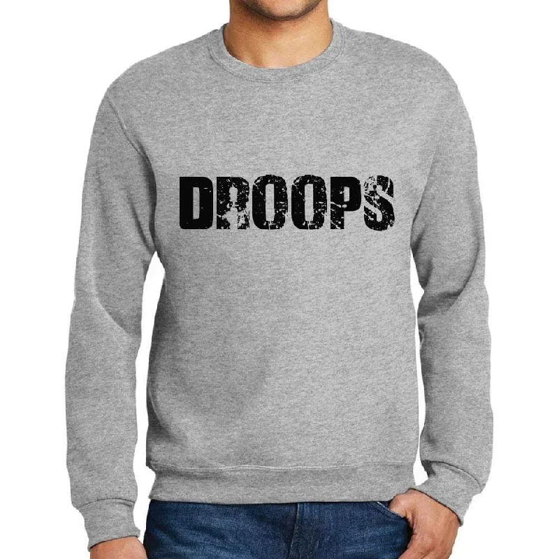 Daily Looks Men's Printed Graphic Sweatshirt Popular Words DROOPS Grey Marl