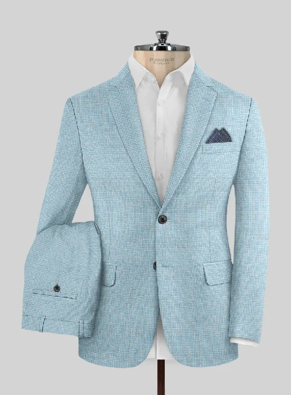 Fashion Jeans Noble Martina Blue Wool Silk Linen Suit