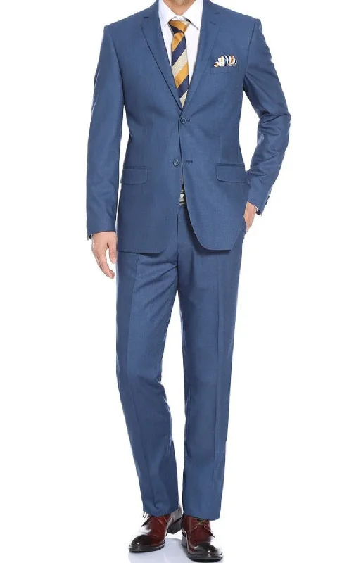 Sleek Designs Blue Dress Suit Slim Fit 2 Piece Notch Lapel