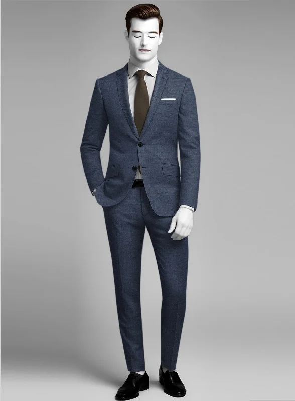 Relaxed Fit Clothing Napolean Slate Blue Wool Suit