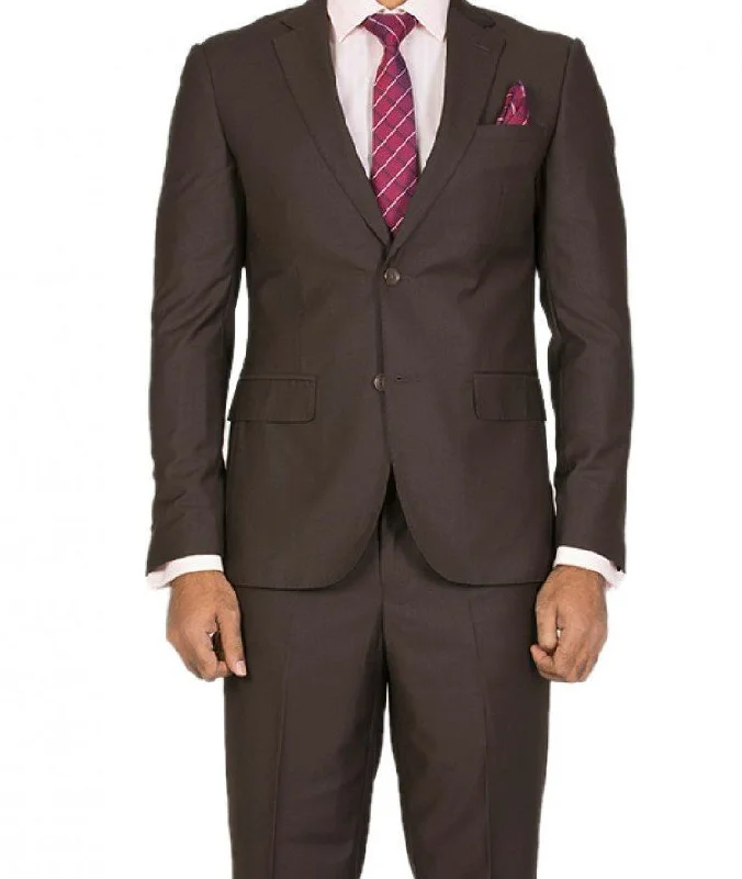 Designer Pieces Regular Fit Suit 2 Button 2 Piece in Brown