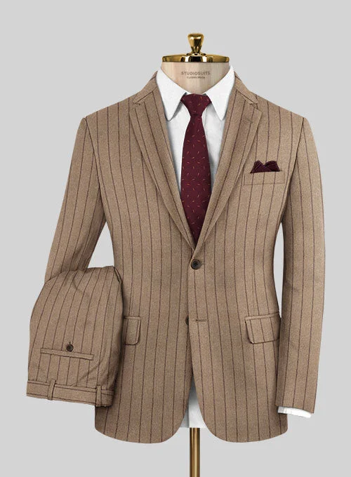 Warm Sweaters Italian Wool Cashmere Brown Stripe Suit