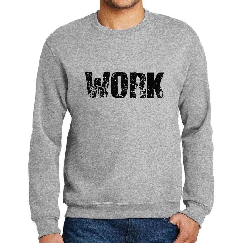 Comfort Clothes Men's Printed Graphic Sweatshirt Popular Words WORK Grey Marl