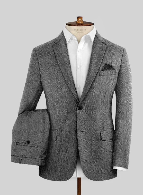 Office Outfits Hardy Minnis Gray Sharkskin Wool Suit
