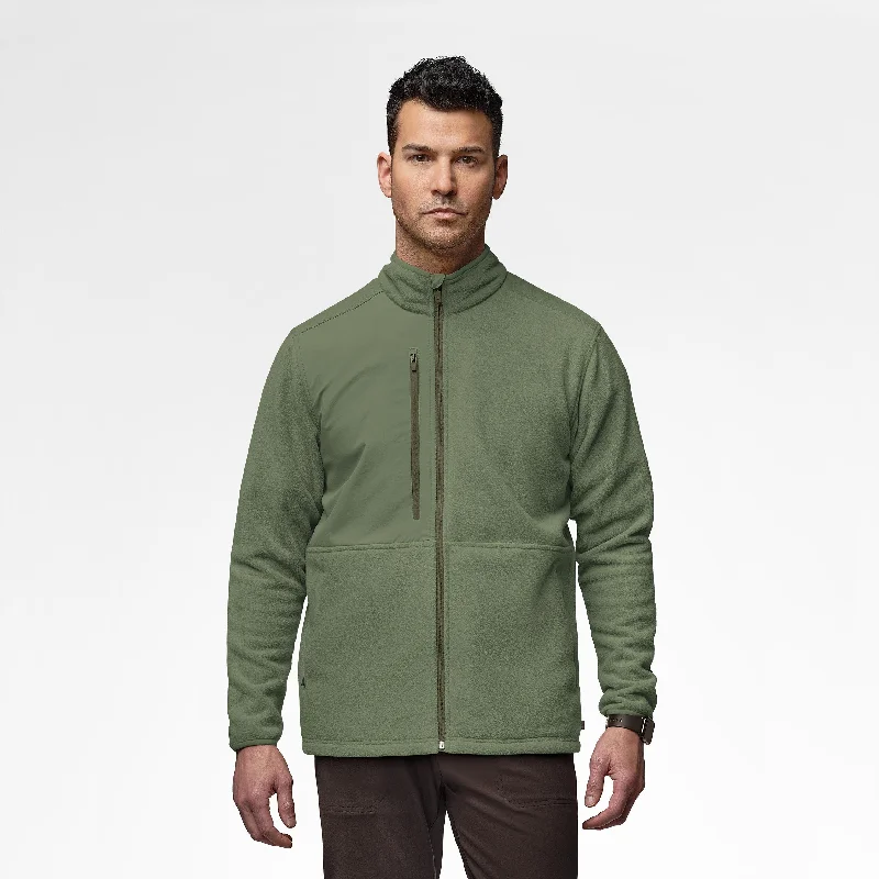 Business Casual Slate Men's Micro Fleece Zip Jacket - Olive