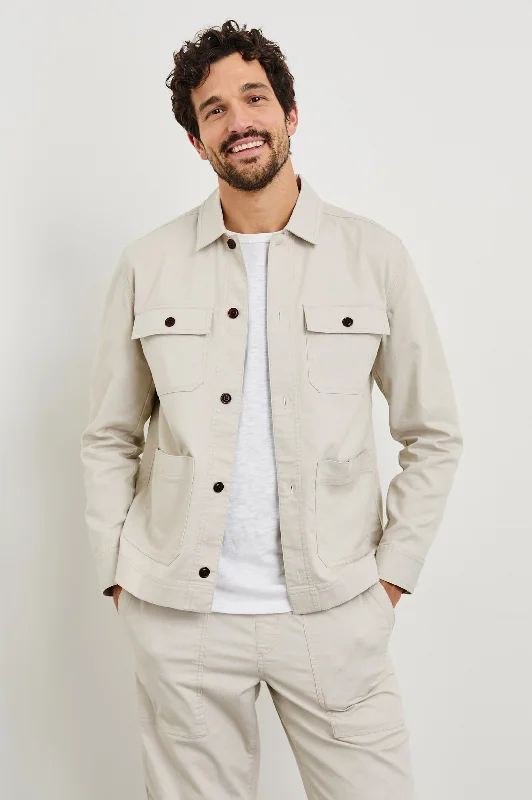 Trendy Sweaters FRANKLIN JACKET - OAT RAILROAD DOBBY