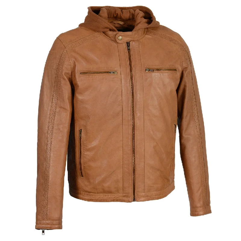 Trendy Shoes Milwaukee Leather SFM1845 Men's Saddle Fashion Casual Leather Jacket with Removable Hoodie