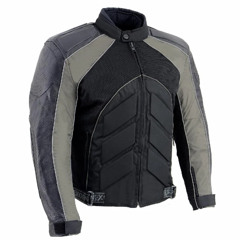 Classic Styles NexGen SH2153 Men's Black and Grey CE Armored Motorcycle Textile and Leather Combo Jacket Classic Styles NexGen SH2153 Men's Black and Grey CE Armored Motorcycle Textile and Leather Combo Jacket