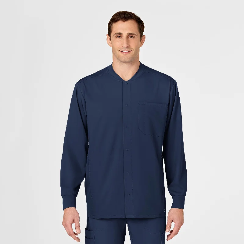 Smart Wear PRO Men's Snap Front Scrub Jacket - Navy