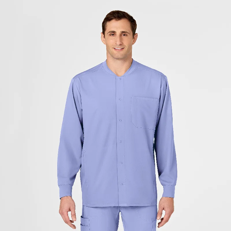 Soft Fabrics PRO Men's Snap Front Scrub Jacket - Ceil Blue