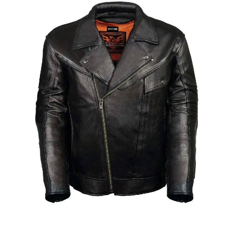Relaxed Jackets Leather King ML1077 Men’s Black Braided Leather Motorcycle Jacket with Utility Pockets Relaxed Jackets Leather King ML1077 Men’s Black Braided Leather Motorcycle Jacket with Utility Pockets