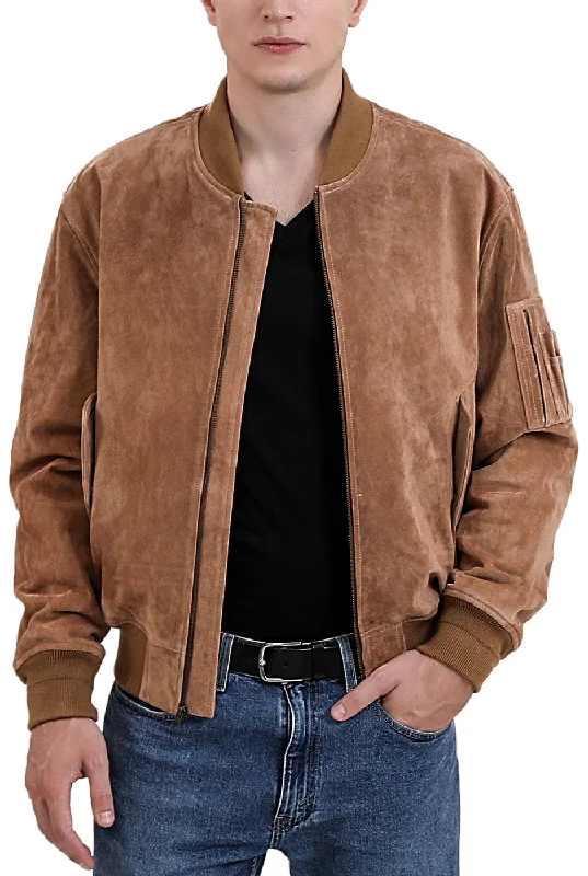 Casual Button-ups Landing Leathers Men MA-1 Suede Leather Flight Bomber Jacket