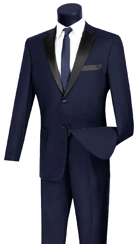 Active Wear Excalibur Collection - Slim Fit Tuxedo 2 Piece 2 Buttons Design in Navy Active Wear Excalibur Collection - Slim Fit Tuxedo 2 Piece 2 Buttons Design in Navy